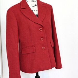 Vintage Talbots Blazer Jacket Womens Size 12 100% Wool Red Button Classic Preppy